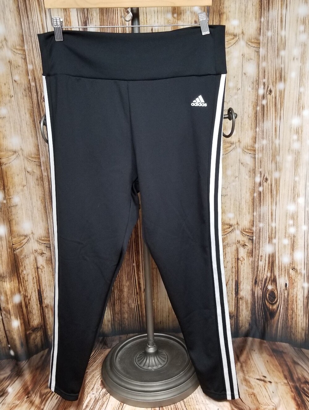 Adidas Pants Women XL Black Athletic Leggings Training Gym Sweat Trefoil Yoga